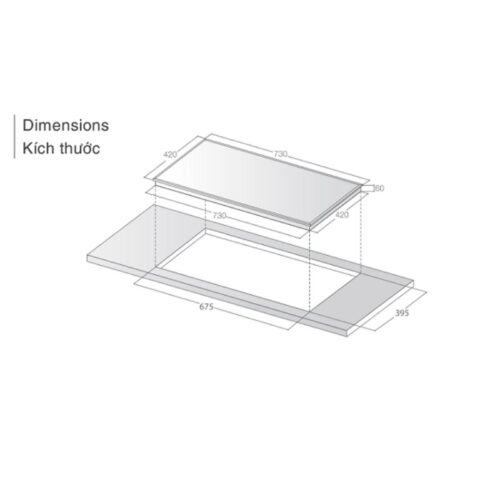 Kích thước bếp từ đôi Lorca TA-1009 PRO