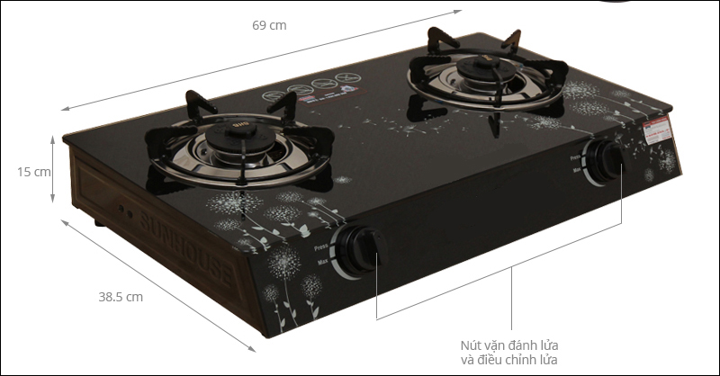 kích thước bếp gas âm Lorca